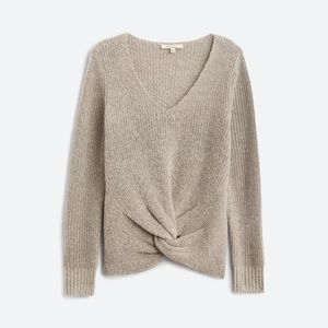 Les Serein Taupe Twist Front Long Sleeve Pullover XL